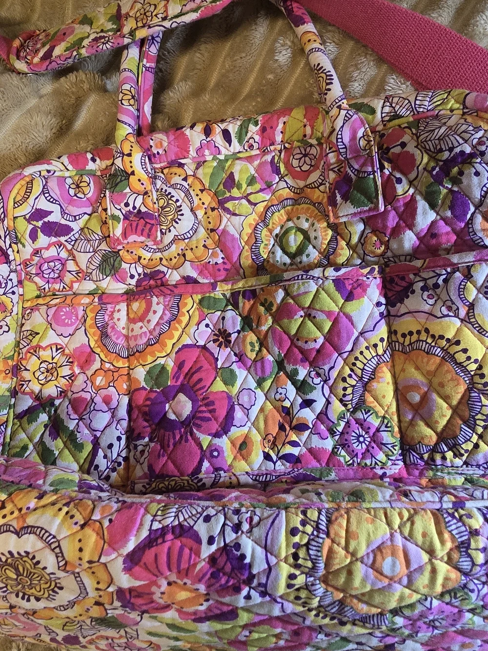 Vera Bradley Weekender Travel Bag Retired Clementine Quilted Floral Duffle Tote